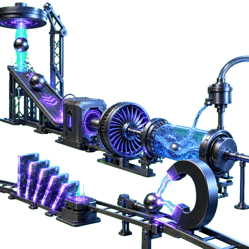 Chain reaction with turbines and melting barriers